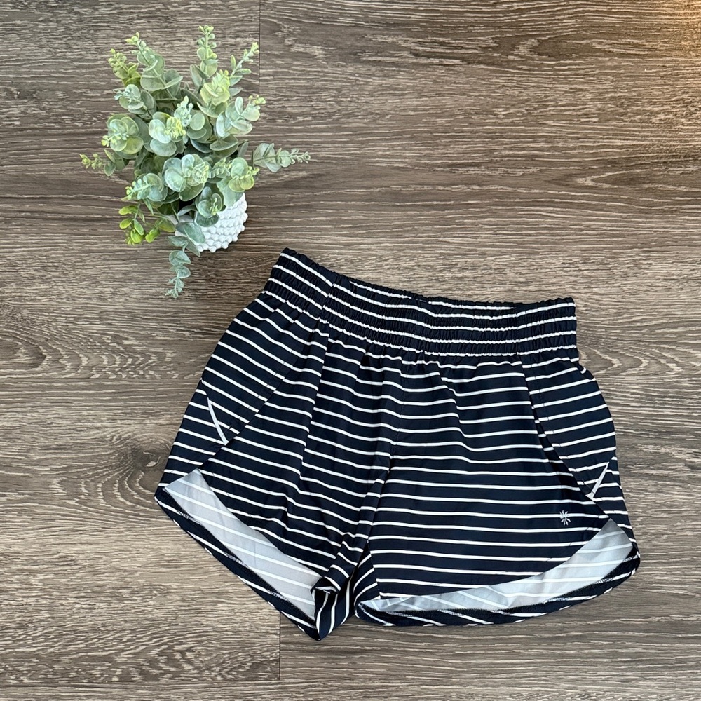 Athleta Navy and White Striped Athletic Shorts